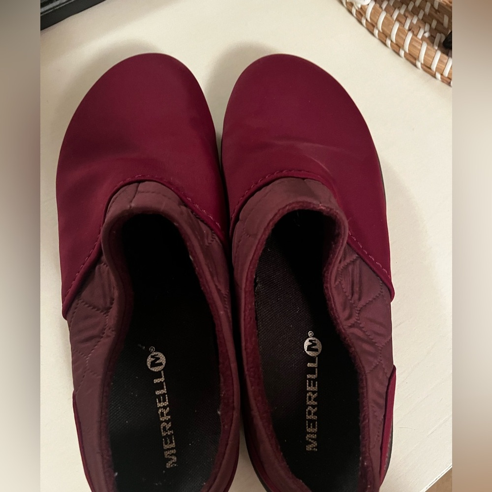 Merrell Women Encore Kassie Mule Clog Burgundy Red Quilted Fabric Slip On Size 7 - Picture 4 of 9